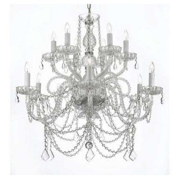 12 Light Crystal Venetian Chandelier White