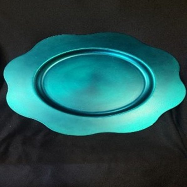 Charger Teal Scallop Plastic