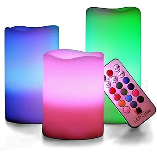 4, 5, 6 inch Multi Color Flameless Wax Candles with Remote