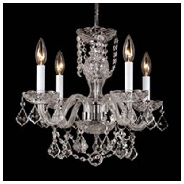 4 Light Crystal Silver Chandelier