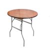 4’ Round Wood Folding Table
