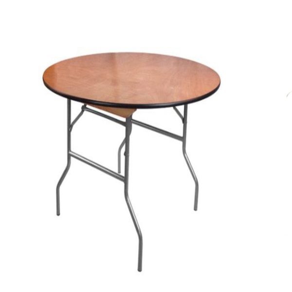 4’ Round Wood Folding Table