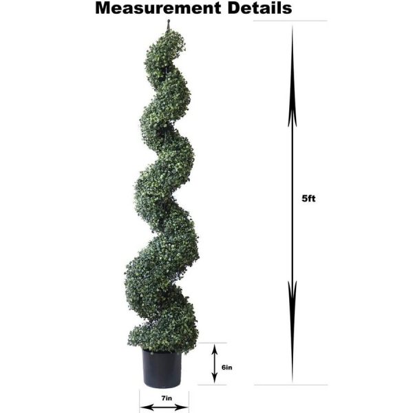 5' Artificial Cypress Spiral Boxwood Topiaries Tree in Plastic Pot