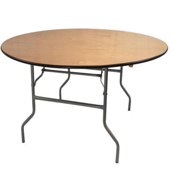 6’ Round Wood Folding Table