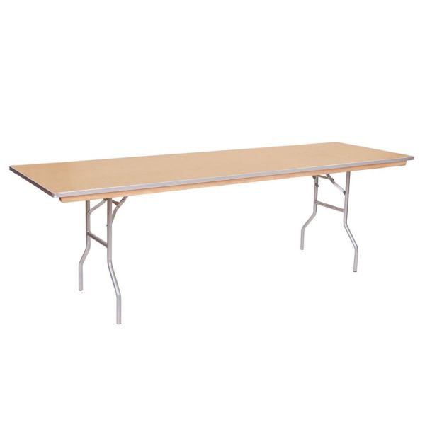 8' Rectangle Wood Folding Table