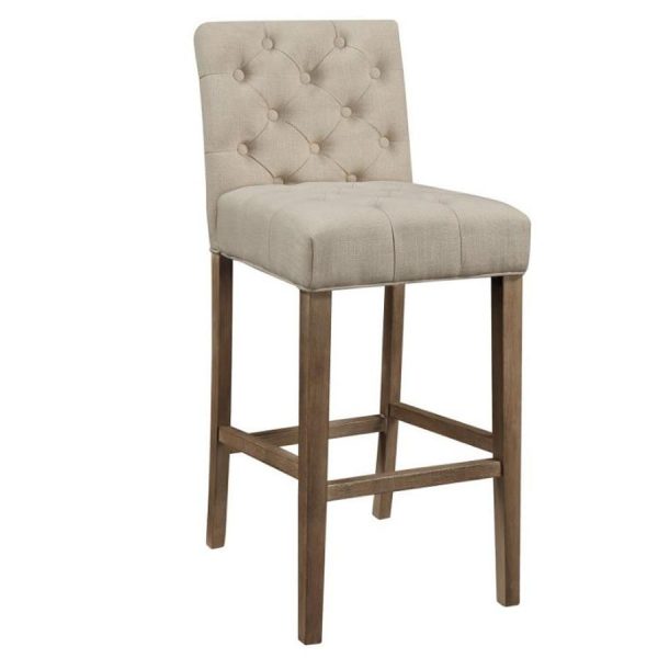 Beige High Back Bar Stool