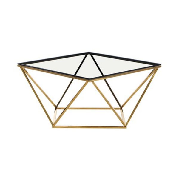 Gem Coffee Table - Brushed Gold & Clear