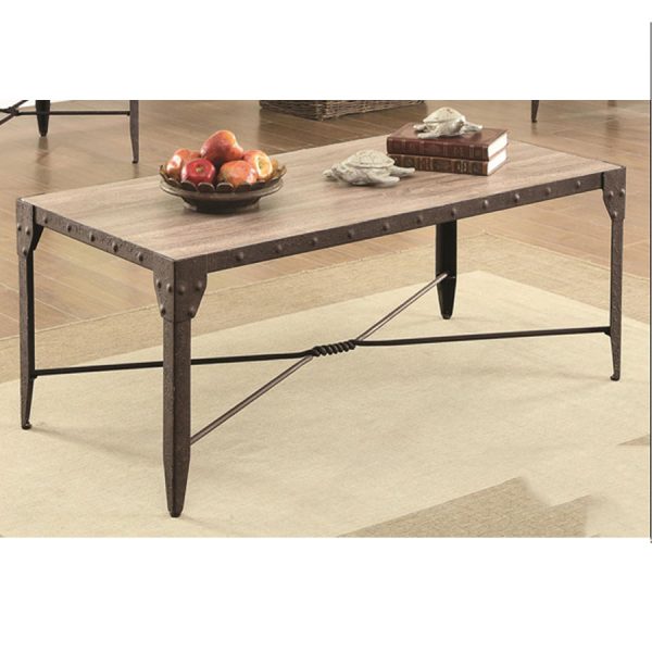 Rustic Steel & Wood Coffee Table