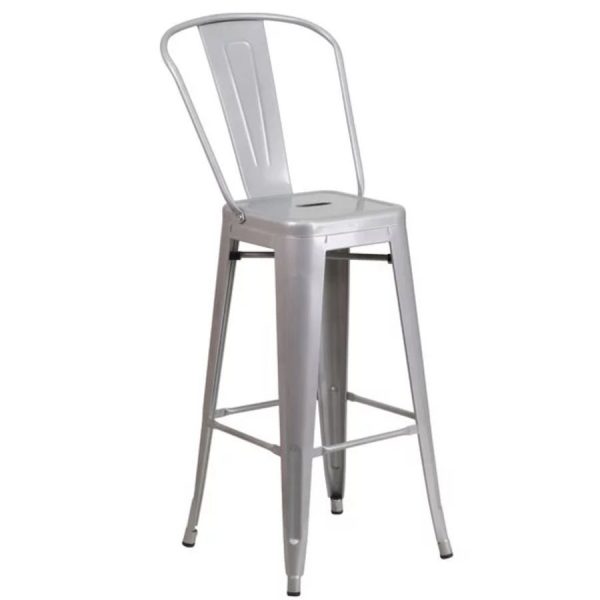 Silver Bar Stool with Back