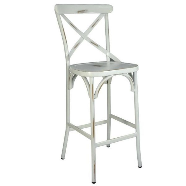 Vineyard Crossback Solid Wood Barstool - Whitewash