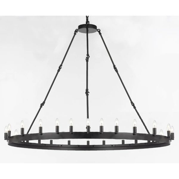 Wrought Iron Vintage Barn Metal Camino Single Tier Chandelier